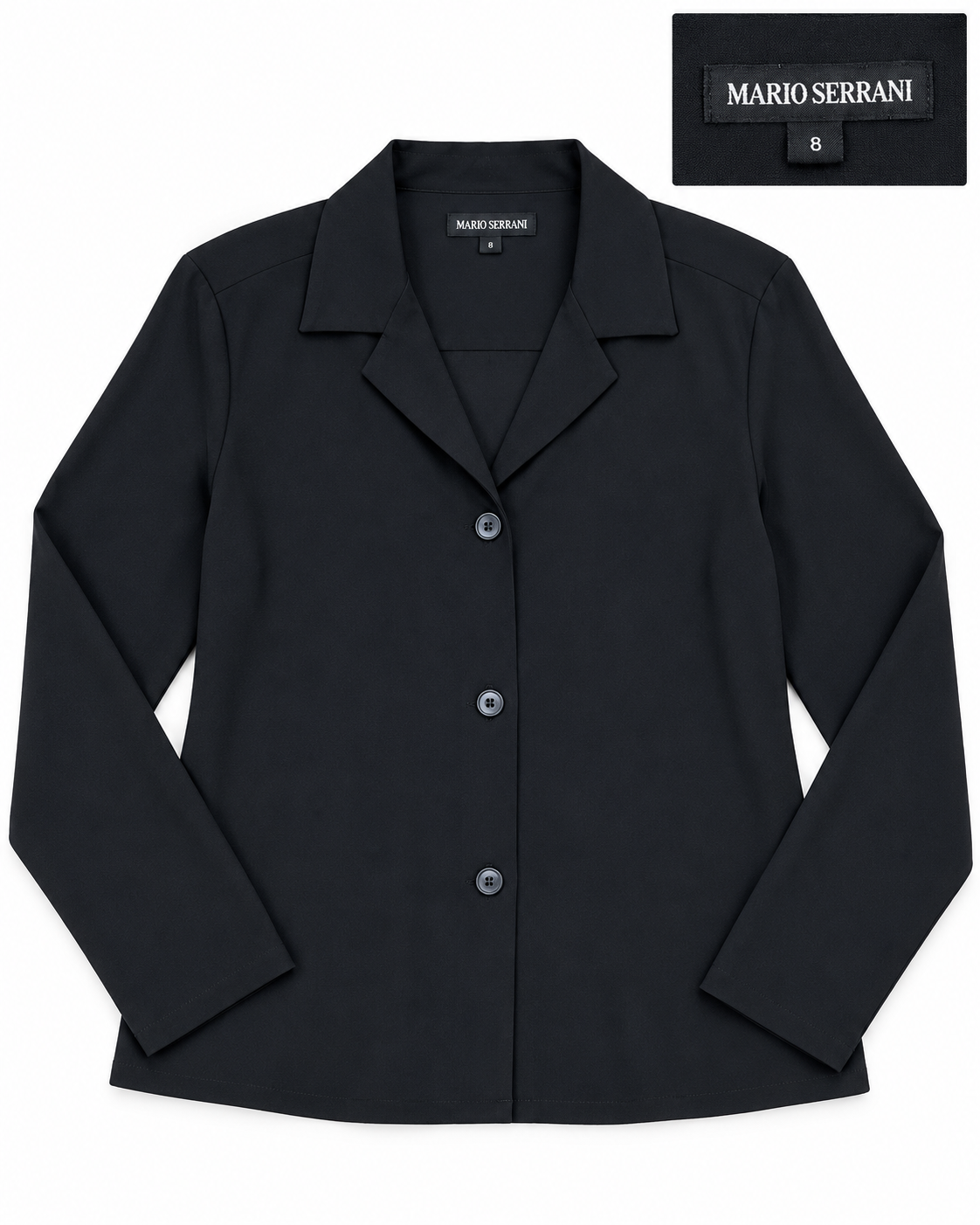 Mario Serrani black button-up blazer size 8