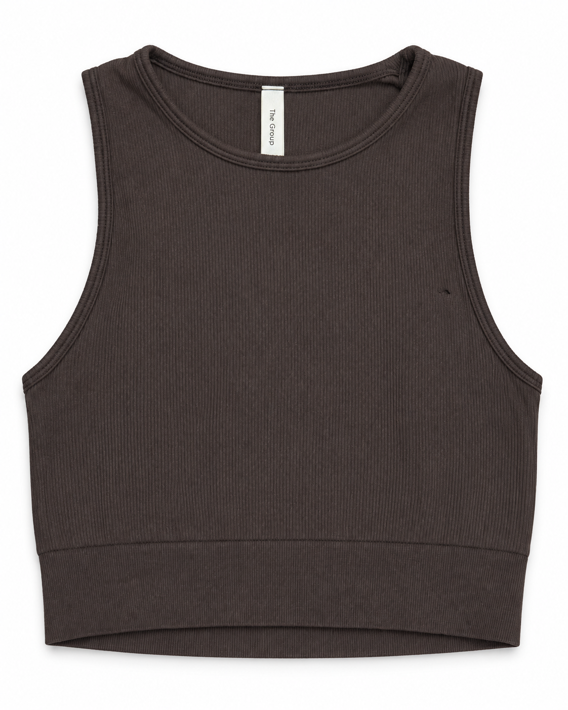 The Group brown ribbed crop tank